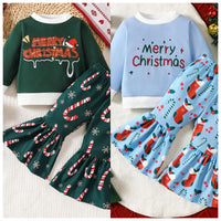 Load image into Gallery viewer, 2 Pieces Set Baby Kid Girls Christmas Letters Print Tops And Pants Wholesale 24110111
