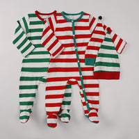 Load image into Gallery viewer, 2 Pieces Set Baby Girls Boys Striped Color-blocking Jumpsuits And Hats Wholesale 24110114
