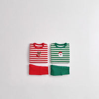 Load image into Gallery viewer, 2 Pieces Set Baby Kid Girls Boys Christmas Striped Cartoon Tops And Solid Color Pants Wholesale 24110117
