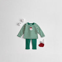 Load image into Gallery viewer, 2 Pieces Set Baby Kid Girls Boys Christmas Striped Cartoon Tops And Solid Color Pants Wholesale 24110117
