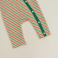 Load image into Gallery viewer, 2 Pieces Set Baby Girls Boys Christmas Striped Color-blocking Jumpsuits And Hats Wholesale 24110118
