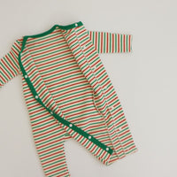 Load image into Gallery viewer, 2 Pieces Set Baby Girls Boys Christmas Striped Color-blocking Jumpsuits And Hats Wholesale 24110118
