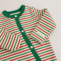 Load image into Gallery viewer, 2 Pieces Set Baby Girls Boys Christmas Striped Color-blocking Jumpsuits And Hats Wholesale 24110118
