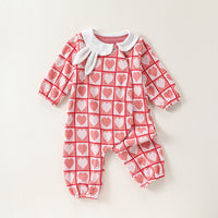 Load image into Gallery viewer, Baby Girls Love heart Polka dots Print Jumpsuits Wholesale 24110624
