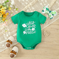 Load image into Gallery viewer, 2 Pieces Set Baby Girls St Patrick&#39;s Day Letters Rompers And Plant Shorts Wholesale 25010702
