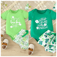 Load image into Gallery viewer, 2 Pieces Set Baby Girls St Patrick&#39;s Day Letters Rompers And Plant Shorts Wholesale 25010702
