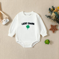 Load image into Gallery viewer, Baby Girls Plant Embroidered St Patrick&#39;s Day Rompers Wholesale 25010703

