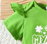 Load image into Gallery viewer, 2 Pieces Set Baby Girls St Patrick&#39;s Day Letters Print Rompers And Plant Shorts Wholesale 25010704
