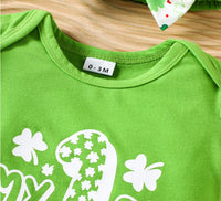 Load image into Gallery viewer, 2 Pieces Set Baby Girls St Patrick&#39;s Day Letters Print Rompers And Plant Shorts Wholesale 25010704
