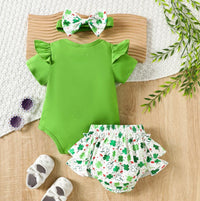 Load image into Gallery viewer, 2 Pieces Set Baby Girls St Patrick&#39;s Day Letters Print Rompers And Plant Shorts Wholesale 25010704
