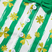 Load image into Gallery viewer, 2 Pieces Set Baby Kid Boys St Patrick&#39;s Day Plant Print Shirts And Solid Color Shorts Wholesale 25010705
