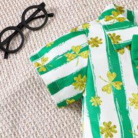 Load image into Gallery viewer, 2 Pieces Set Baby Kid Boys St Patrick&#39;s Day Plant Print Shirts And Solid Color Shorts Wholesale 25010705
