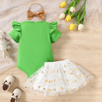 Load image into Gallery viewer, 2 Pieces Set Baby Girls St Patrick&#39;s Day Letters Print Rompers And Plant Skirts Wholesale 25010707
