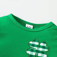 Load image into Gallery viewer, 2 Pieces Set Baby Kid Girls Boys St Patrick&#39;s Day Solid Color Plant Tops And Checked Pants Wholesale 25010709
