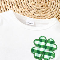 Load image into Gallery viewer, 2 Pieces Set Baby Kid Girls Boys St Patrick&#39;s Day Solid Color Plant Tops And Checked Pants Wholesale 25010709
