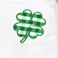 Load image into Gallery viewer, 2 Pieces Set Baby Kid Girls Boys St Patrick&#39;s Day Solid Color Plant Tops And Checked Pants Wholesale 25010709
