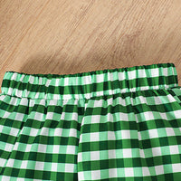 Load image into Gallery viewer, 2 Pieces Set Baby Kid Girls Boys St Patrick&#39;s Day Solid Color Plant Tops And Checked Pants Wholesale 25010709
