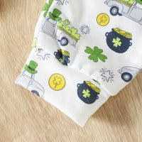 Load image into Gallery viewer, 2 Pieces Set Baby Kid Boys St Patrick&#39;s Day Letters Tops Car And Plant Pants Wholesale 25010710
