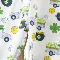Load image into Gallery viewer, 2 Pieces Set Baby Kid Boys St Patrick&#39;s Day Letters Tops Car And Plant Pants Wholesale 25010710
