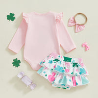 Load image into Gallery viewer, 2 Pieces Set Baby Girls St Patrick&#39;s Day Letters Print Rompers And Plant Skirts Wholesale 25010713
