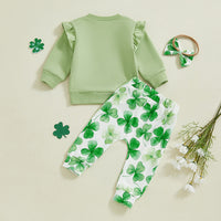 Load image into Gallery viewer, 2 Pieces Set Baby Kid Girls St Patrick&#39;s Day Letters Tops And Plant Pants Wholesale 25010714
