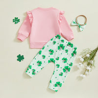 Load image into Gallery viewer, 2 Pieces Set Baby Kid Girls St Patrick&#39;s Day Letters Tops And Plant Pants Wholesale 25010714
