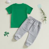 Load image into Gallery viewer, 2 Pieces Set Baby Kid Girls Boys St Patrick&#39;s Day Letters T-Shirts And Plant Pants Wholesale 25010715
