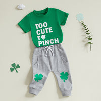 Load image into Gallery viewer, 2 Pieces Set Baby Kid Girls Boys St Patrick&#39;s Day Letters T-Shirts And Plant Pants Wholesale 25010715
