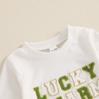 Load image into Gallery viewer, 2 Pieces Set Baby Kid Girls Boys St Patrick&#39;s Day Letters Embroidered Tops And Solid Color Pants Wholesale 25010716
