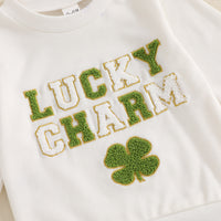 Load image into Gallery viewer, 2 Pieces Set Baby Kid Girls Boys St Patrick&#39;s Day Letters Embroidered Tops And Solid Color Pants Wholesale 25010716
