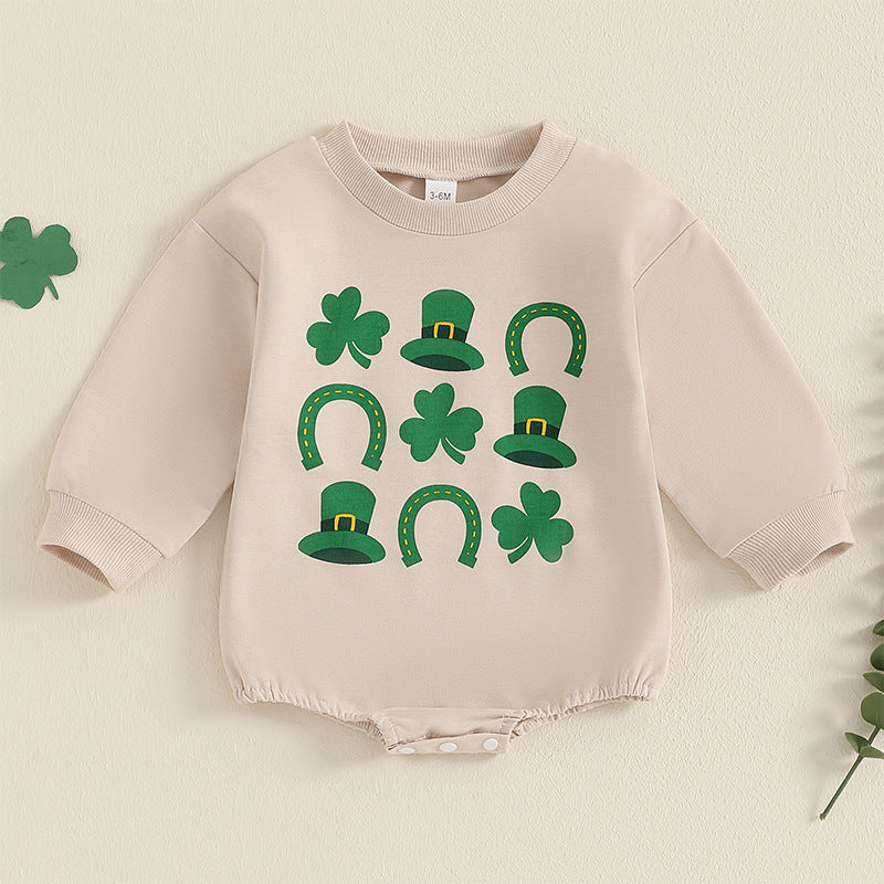 Baby Girls Boys Plant Print St Patrick's Day Rompers Wholesale 25010720