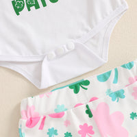 Load image into Gallery viewer, 2 Pieces Set Baby Girls St Patrick&#39;s Day Letters Rompers Plant And Bow Pants Wholesale 25010721
