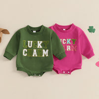 Load image into Gallery viewer, Baby Girls Boys Solid Color Embroidered St Patrick&#39;s Day Rompers Wholesale 25010722
