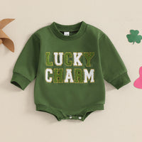 Load image into Gallery viewer, Baby Girls Boys Solid Color Embroidered St Patrick&#39;s Day Rompers Wholesale 25010722
