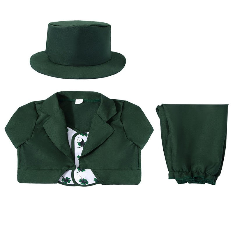 3 Pieces Set Baby Kid Girls Boys St Patrick's Day Plant Jackets Outwears Solid Color Pants And Hats Wholesale 25010724