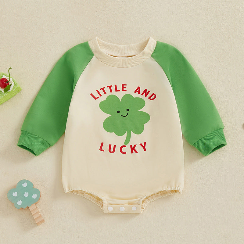 Baby Girls Boys Letters Color-blocking St Patrick's Day Rompers Wholesale 25010733