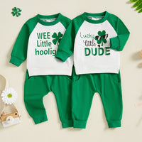 Load image into Gallery viewer, 2 Pieces Set Baby Kid Girls Boys St Patrick&#39;s Day Letters Tops And Solid Color Pants Wholesale 25010736
