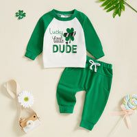 Load image into Gallery viewer, 2 Pieces Set Baby Kid Girls Boys St Patrick&#39;s Day Letters Tops And Solid Color Pants Wholesale 25010736
