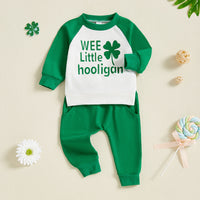 Load image into Gallery viewer, 2 Pieces Set Baby Kid Girls Boys St Patrick&#39;s Day Letters Tops And Solid Color Pants Wholesale 25010736
