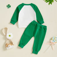 Load image into Gallery viewer, 2 Pieces Set Baby Kid Girls Boys St Patrick&#39;s Day Letters Tops And Solid Color Pants Wholesale 25010736
