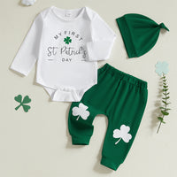 Load image into Gallery viewer, 2 Pieces Set Baby Girls Boys St Patrick&#39;s Day Letters Rompers And Plant Pants Wholesale 25010738
