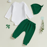 Load image into Gallery viewer, 2 Pieces Set Baby Girls Boys St Patrick&#39;s Day Letters Rompers And Plant Pants Wholesale 25010738
