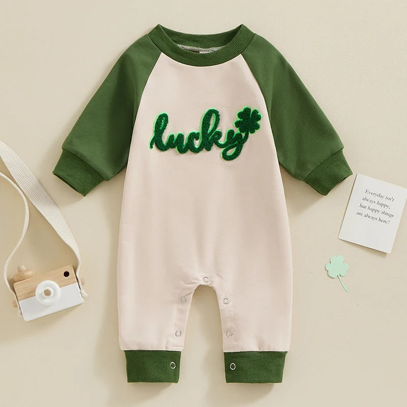 Baby Girls Boys Letters Color-blocking St Patrick's Day Jumpsuits Wholesale 25010741