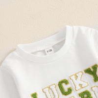 Load image into Gallery viewer, 2 Pieces Set Baby Kid Girls St Patrick&#39;s Day Letters Tops And Plant Pants Wholesale 25010742

