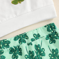 Load image into Gallery viewer, 2 Pieces Set Baby Kid Girls St Patrick&#39;s Day Letters Tops And Plant Pants Wholesale 25010742
