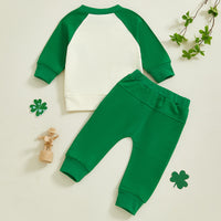 Load image into Gallery viewer, 2 Pieces Set Baby Kid Girls Boys St Patrick&#39;s Day Letters Tops And Solid Color Pants Wholesale 25010744
