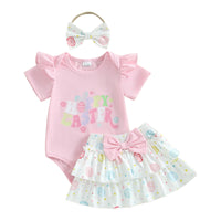 Load image into Gallery viewer, 2 Pieces Set Baby Girls Easter Letters Print Rompers And Bow Skirts Wholesale 25021001
