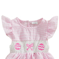 Load image into Gallery viewer, Baby Girls Striped Embroidered Easter Rompers Wholesale 25021003
