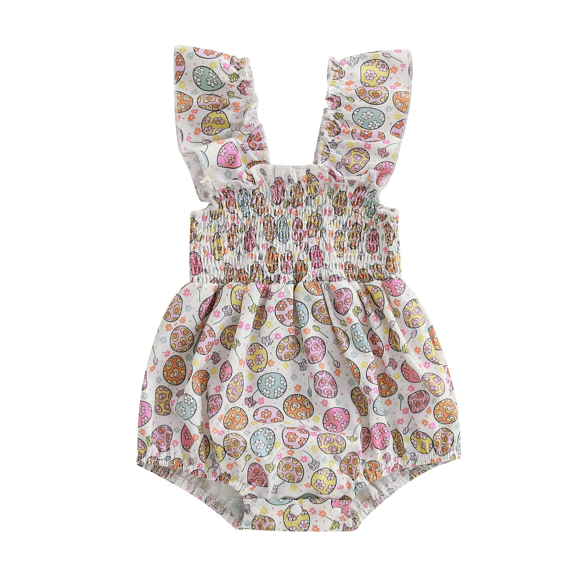 Baby Girls Cartoon Print Easter Rompers Wholesale 25021004