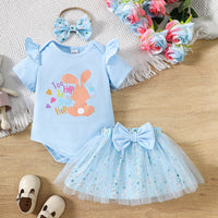 Load image into Gallery viewer, 2 Pieces Set Baby Girls Easter Letters Animals Rompers And Cartoon Skirts Wholesale 25021005
